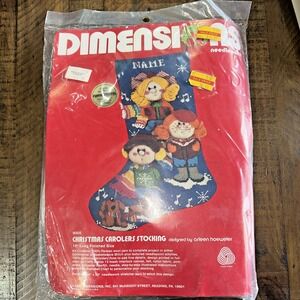1981 RARE Dimensions Christmas Carolers Children Needlepoint Stocking Kit 9005